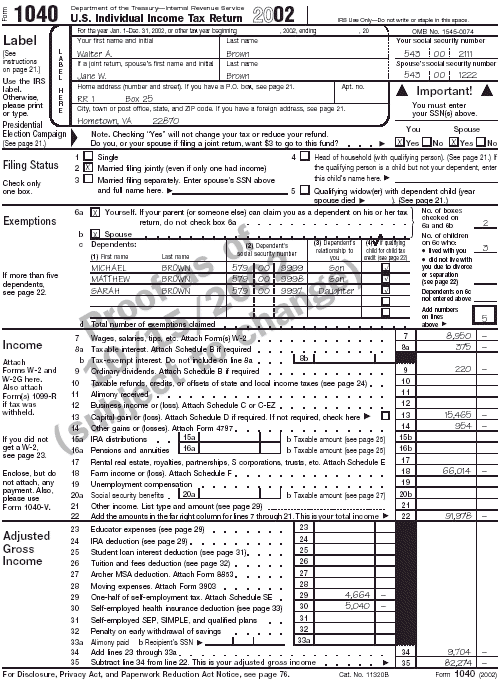 Form 1040 - page 1