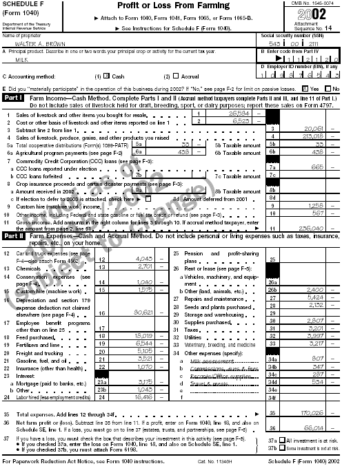 Schedule F (Form 1040) - page 1