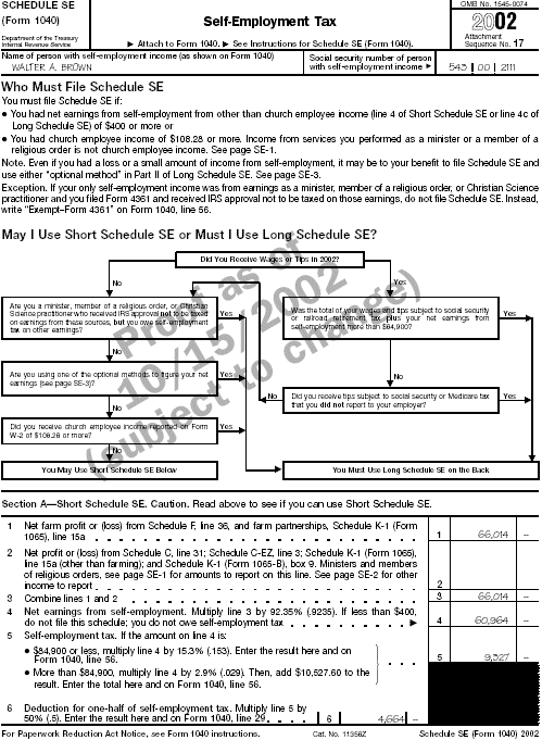 Schedule SE (Form 1040) - page 1