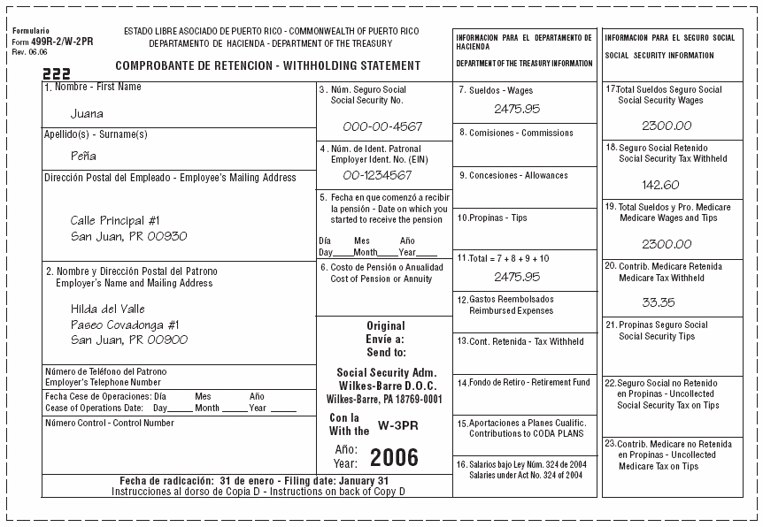 Form 499 R-2/W-2 PR